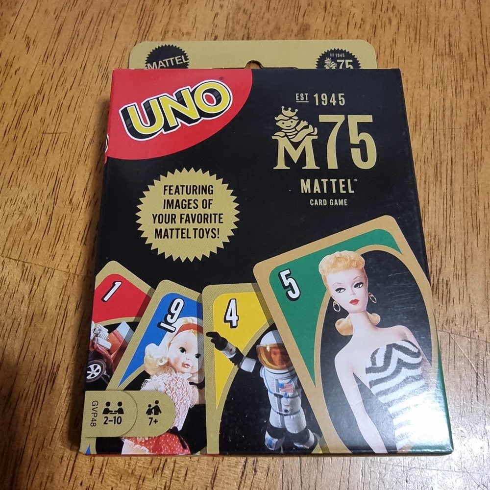 🆕️ Mattel UNO M75 Card Game with Iconic Mattel Toy Images